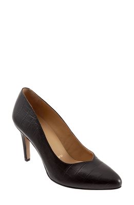 Trotters Angie Pump in Black Croc Print Leather