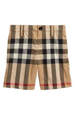 Burberry Kids' Royson Check Stretch Cotton Shorts in Archive Beige Ip Chk