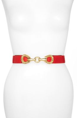 Raina Rider Circle Clasp Leather Belt in Red