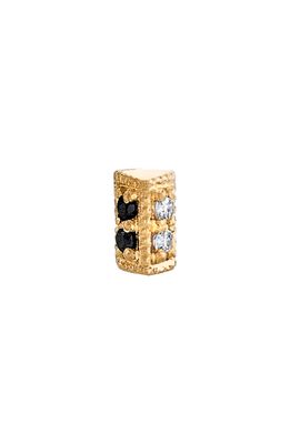 Lizzie Mandler Fine Jewelry Black & White Diamond Mini Bar Stud Earring in Yellow Gold Black/Wh Diamond