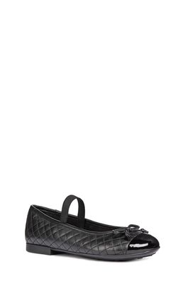 Geox Plie Mary Jane Flat in Dark Black