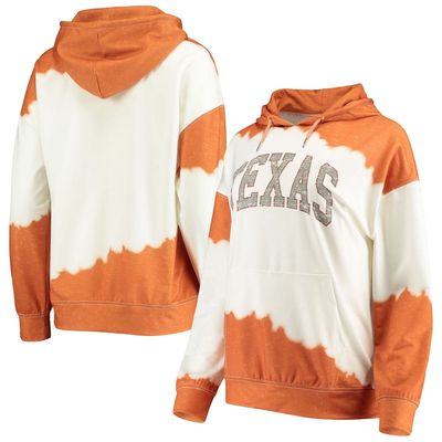 Women's Gameday Couture White/Texas Orange Texas Longhorns For the Fun Double Dip-Dyed Pullover Hoodie