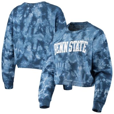 Women's Pressbox Navy Penn State Nittany Lions Campus Tie-Dye Comfy Cord Pullover Sweatshirt