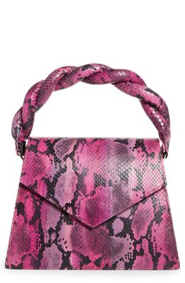 Anima Iris Large Zaza Snake Embossed Leather Handbag in Pink Snake