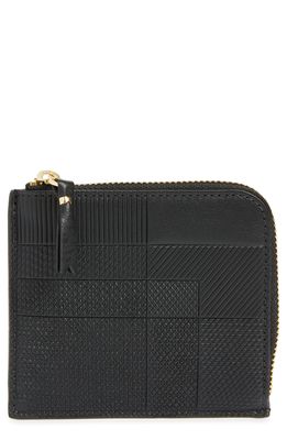 Comme des Garcons Wallets Intersection Line Embossed Leather Wallet in Black