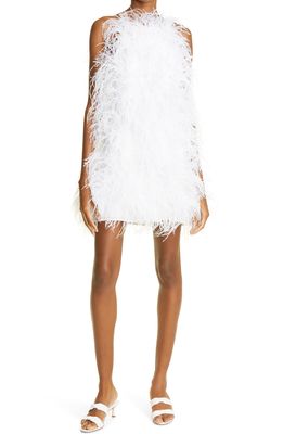 Cult Gaia Shannon Ostrich Feather Dress in Off White