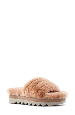 Cougar Pozy Genuine Shearling Slide Sandal in Oak