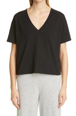 Loulou Studio Faaa V-Neck Cotton T-Shirt in Black