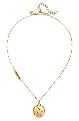 Sequin Constellation Coin Pendant Necklace in Antique Gold-Gemini