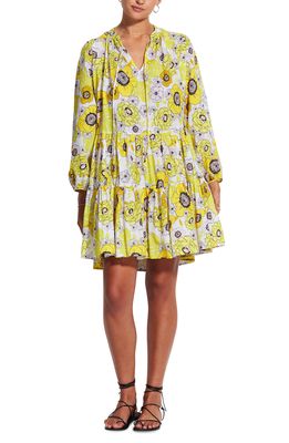 Seafolly Summer of Love Print Long Sleeve Cover-Up Dress in Wild Lime