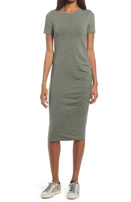 Treasure & Bond Side Ruched Body-Con Dress in Green Beetle Heather