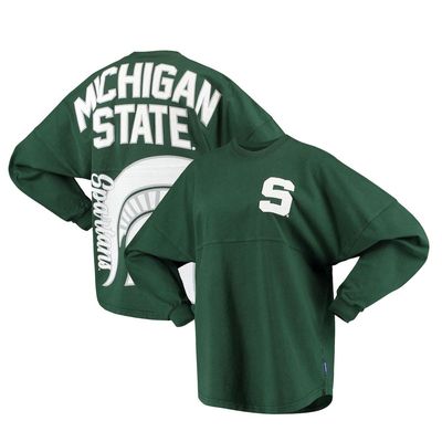 Women's Green Michigan State Spartans Loud n Proud Spirit Jersey T-Shirt in Hunter Green