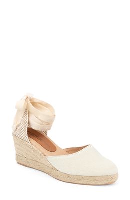 patricia green Leon Espadrille Lace-Up Wedge in Cream Fabric