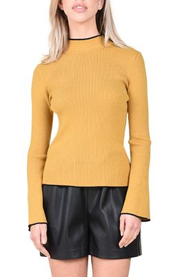 Molly Bracken Mock Neck Flare Sleeve Sweater in Saffron