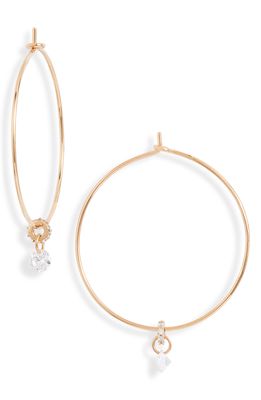 Nordstrom Floating Cubic Zirconia Hoop Earrings in Clear- Gold