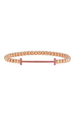 Nadri Pink T-Bar Pendant Stretch Bracelet in Rose Gold