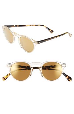 Oliver Peoples Gregory Peck 47mm Retro Sunglasses in Yellow/Gold Mirror