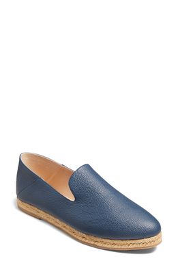 Jack Rogers Audrey Pebbled Leather Espadrille Flat in Midnight Navy