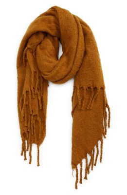 Madewell Textured Solid Contrast Fringe Scarf in Brownstone
