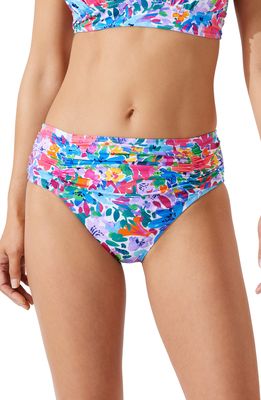 Tommy Bahama Watercolor Floral Print High Waist Bikini Bottoms in White