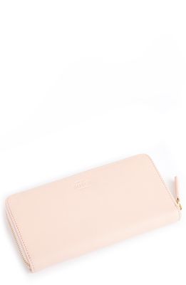 ROYCE New York Continental RFID Leather Zip Wallet in Light Pink