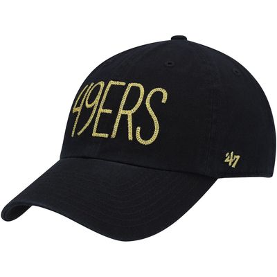 Women's '47 Black San Francisco 49ers Shimmer Text Clean Up Adjustable Hat
