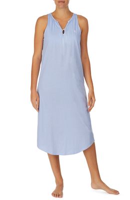 Lauren Ralph Lauren Shelf Bra Sleeveless Ballet Nightgown in Blue/White