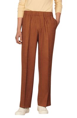sandro Textured Pull-On Trousers in Camel