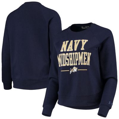 Women's Under Armour Navy Navy Midshipmen All Day Fleece Raglan Pullover Sweatshirt