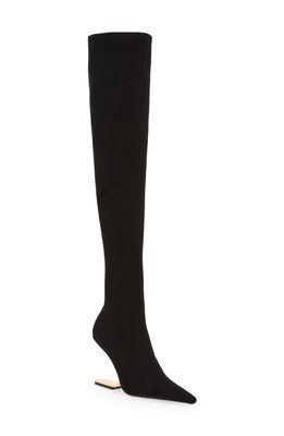 Jeffrey Campbell Compass Over the Knee Boot in Black Suede Gold