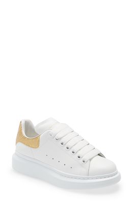 Alexander McQueen Oversize Platform Sneaker in White/Gold