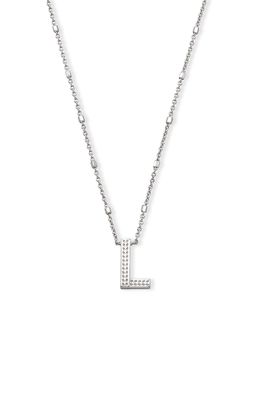 Kendra Scott Initial Pendant Necklace in Rhodium Metal-L