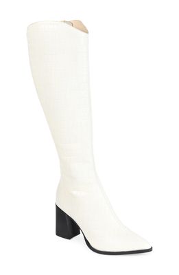 Journee Signature Laila Leather Boot in Off White