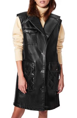 BERNIE Faux Leather Longline Vest in Black