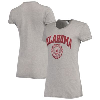 Women's Alternative Apparel Heathered Gray Oklahoma Sooners Keepsake College Seal T-Shirt in Heather Gray