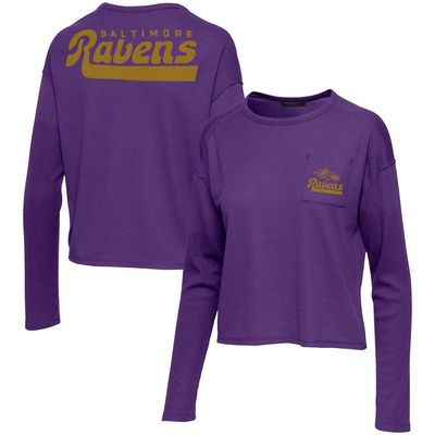 Women's Junk Food Purple Baltimore Ravens Pocket Thermal Long Sleeve T-Shirt