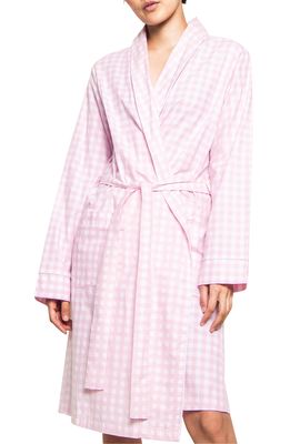 Petite Plume Women's Gingham Cotton Robe in Pink