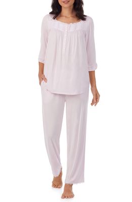 Eileen West Lace Trim Jersey Pajamas in Pink