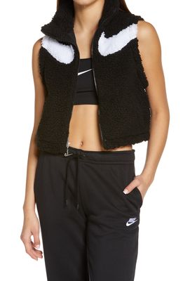 Nike Sportswear Swoosh Sleeveless Fleece Vest in Black/White