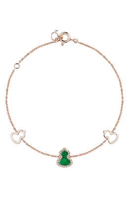 Qeelin Wulu Jade & Diamond Station Bracelet in Rose Gold