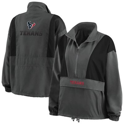 Women's WEAR by Erin Andrews Charcoal Houston Texans Popover Packable Half-Zip Jacket