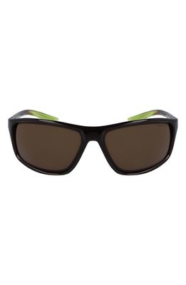 Nike Adrenaline 66mm Rectangular Sunglasses in Velvet Brown/Med Olive/Brown