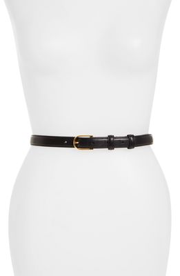 Nili Lotan Jane Leather Belt in Black W/Shiny Brass Buckle