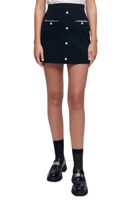 maje Knit Cotton Miniskirt in Black