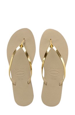 Havaianas 'You' Flip Flop in Sand Grey/Light Gold