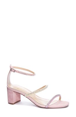42 Gold Loretta Block Heel Sandal in Pink/Pistachio Suede
