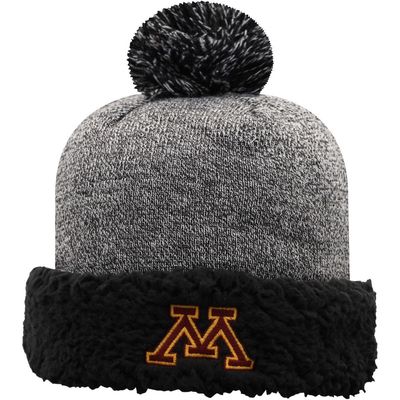 Women's Top of the World Black Minnesota Golden Gophers Snug Cuffed Knit Hat with Pom