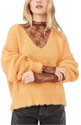 Free People Theo V-Neck Sweater in Goldy
