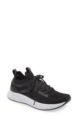 Zella Lifestyle Lace-Up Knit Sneaker in Black- White