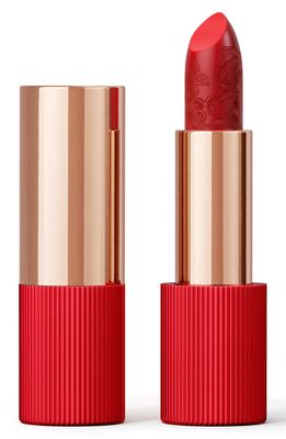 La Perla Refillable Matte Silk Lipstick in Poppy Red